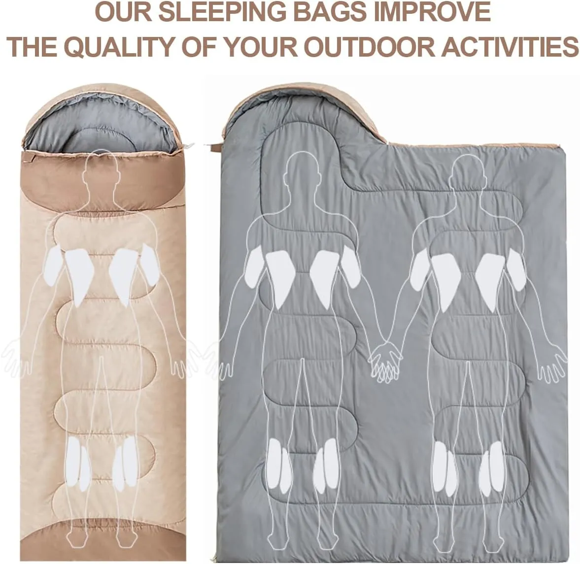0 Degree Wearable Sleeping Bag for Adults Compact Lightweight Cold Weather Mummy Sleeping Bags for 2-3 Season Camping Backpacking, Fits 5°F ~ 50°F, 4.3lbs More Warmer
