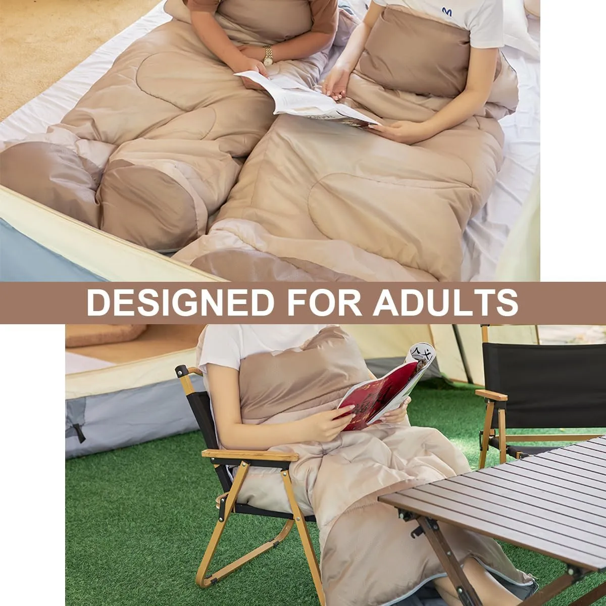 0 Degree Wearable Sleeping Bag for Adults Compact Lightweight Cold Weather Mummy Sleeping Bags for 2-3 Season Camping Backpacking, Fits 5°F ~ 50°F, 4.3lbs More Warmer