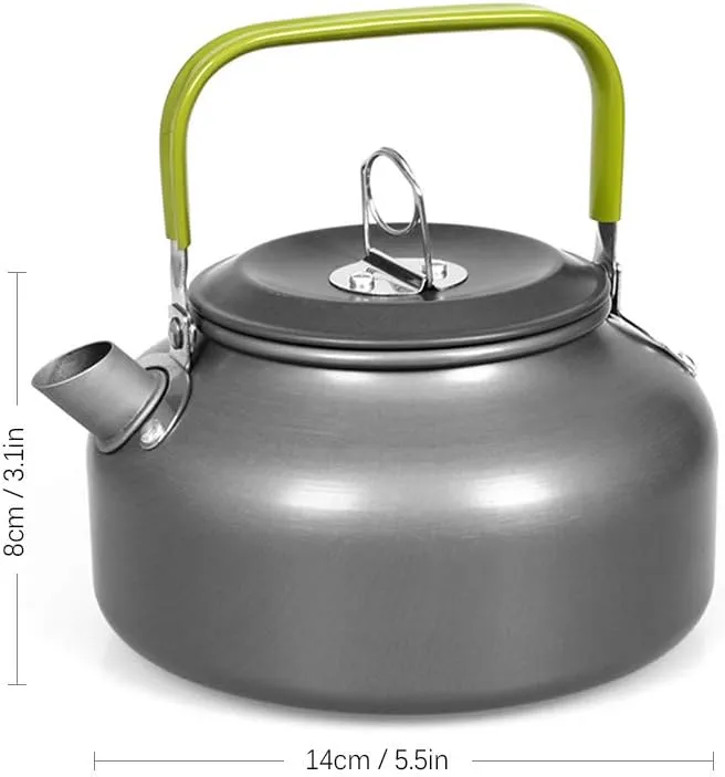 0.8L/1.2L/1.6L Outdoor Camping Kettle Aluminum Tea Kettle Coffee Pot with Carry Bag