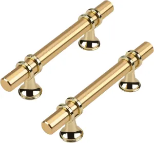 10 Pack Kitchen Cabinet Handles Gold Cabinet Pulls 3 Inch Brushed Gold Drawer Pulls for Dresser Bathroom Modern Kitchen Hardware for Closet and Cupboard, Zinc Alloy Base