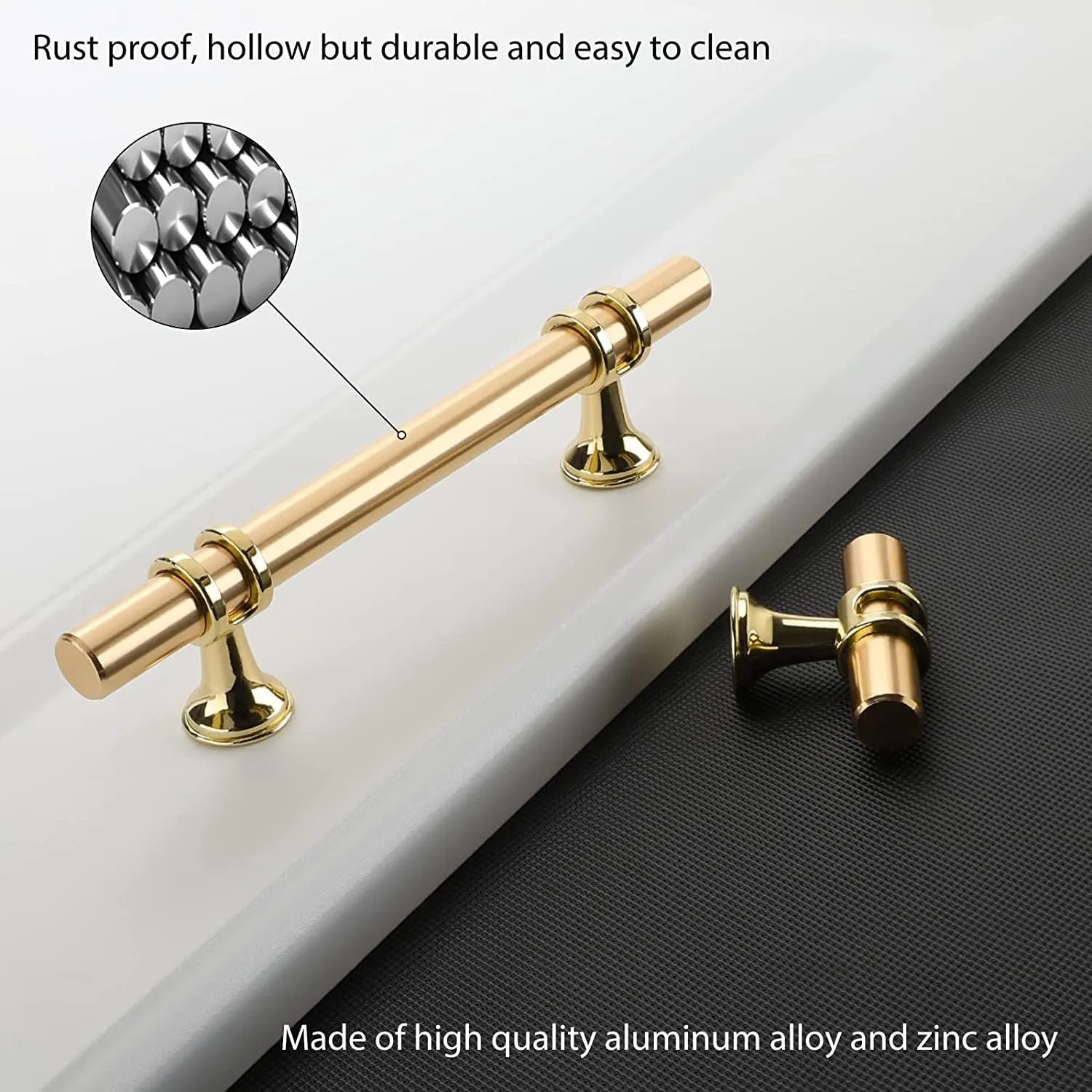 10 Pack Kitchen Cabinet Handles Gold Cabinet Pulls 3 Inch Brushed Gold Drawer Pulls for Dresser Bathroom Modern Kitchen Hardware for Closet and Cupboard, Zinc Alloy Base