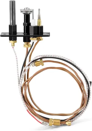 10002265 Propane Gas 3 Way Pilot Assembly Replacement Parts with Thermocouple Thermopile for Majestic, Temco, Vermont Castings, Dutchwest, Monessen Gas Stoves