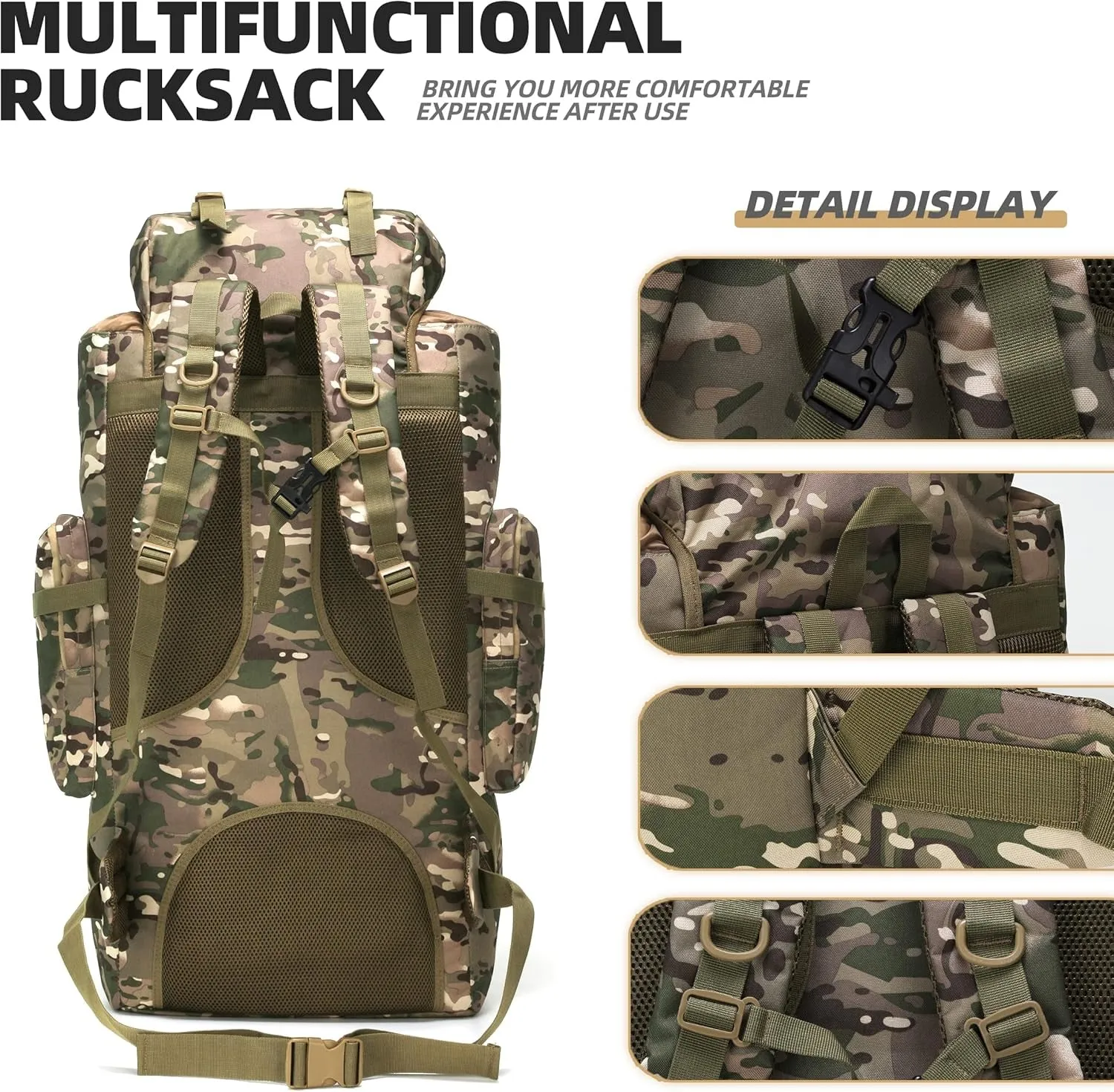 100L Camping Hiking Backpack Molle Rucksack Military Camping Backpacking Daypack