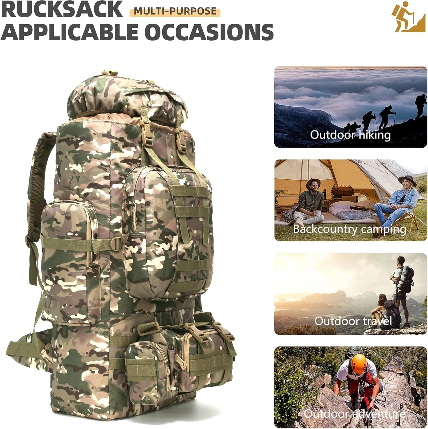 100L Camping Hiking Backpack Molle Rucksack Military Camping Backpacking Daypack