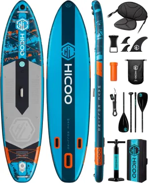 11'6''×34"×6" Extra Wide Inflatable Paddle Board, Stand Up Paddle Board, Sup Board with 3 Removable Fins, 10L Waterproof Bag, 16 D-Rings, Backpack, Hand Pump, Floating Paddle, Safety Leash