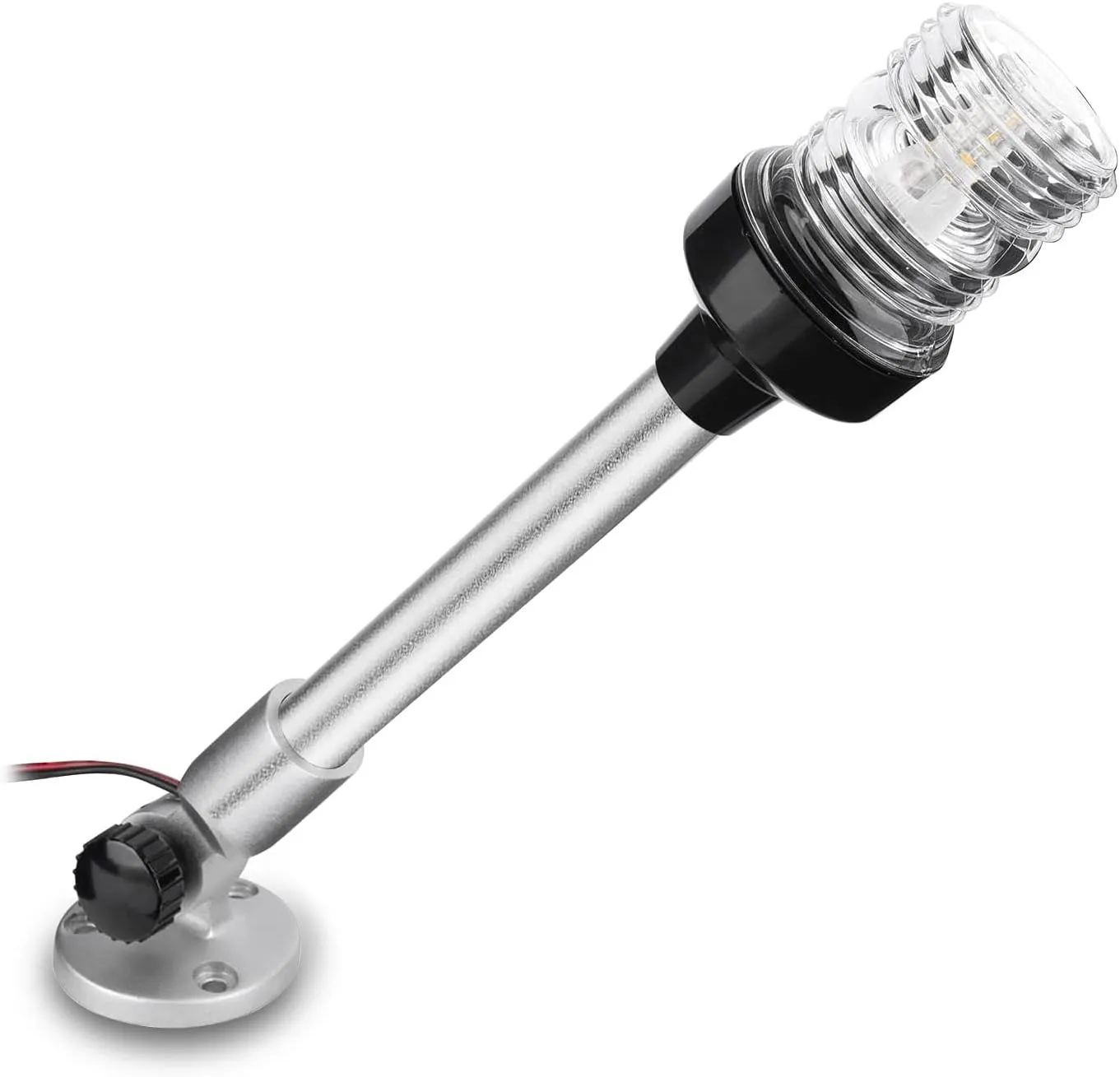 12 inch 3 Nautical Mile Navigation Anchor Lights All Round 360° White LED With Aluminum Base and Tube, Extra LED Bulb Included, 12-24V