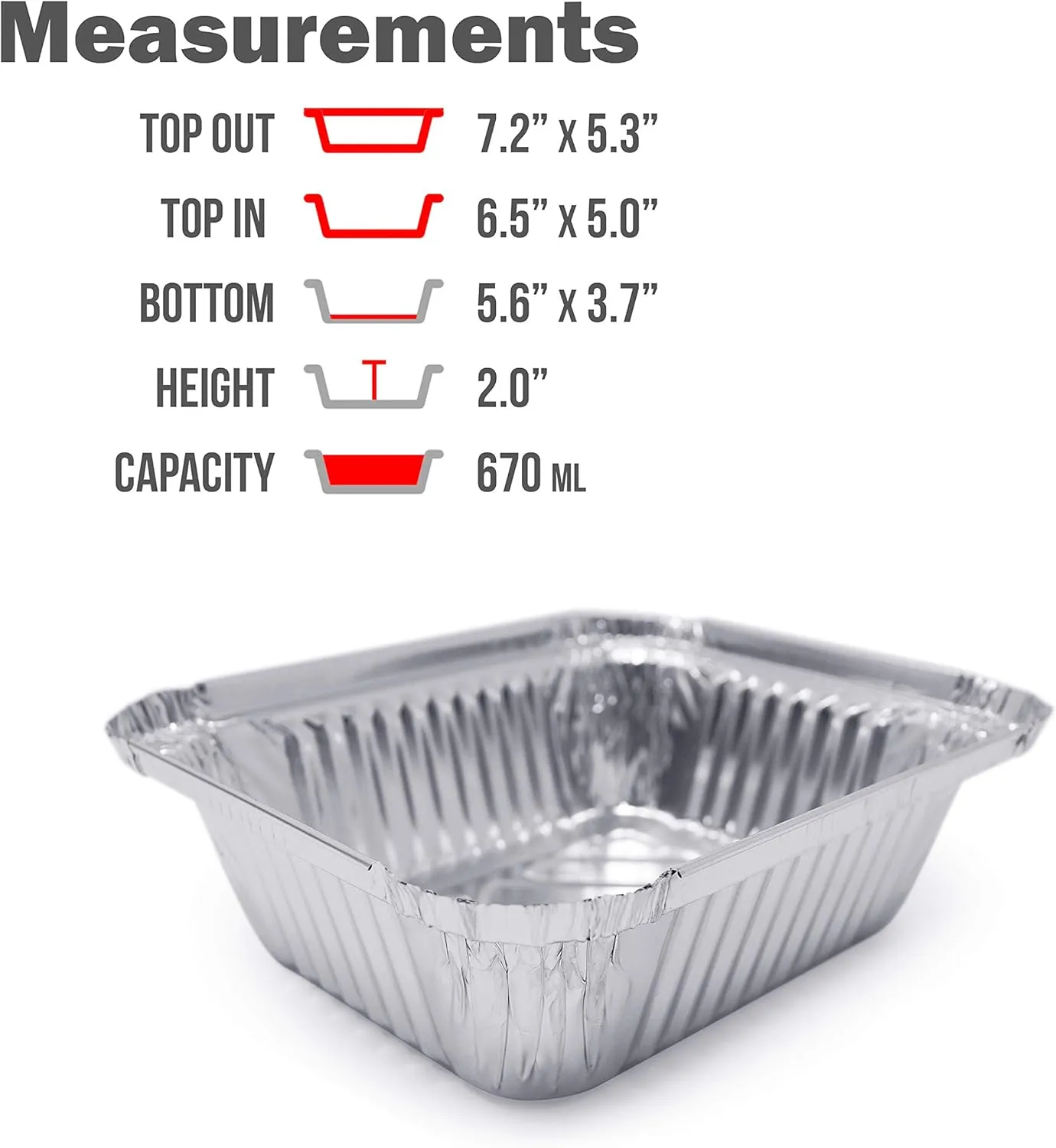 (120 Pack) Premium 1.5-LB Takeout Pans with Lids l Medium 7" x 5" x 2" l Heavy Duty Disposable Aluminum Foil for Catering Party Meal Prep Freezer Drip Pans BBQ Potluck Holidays