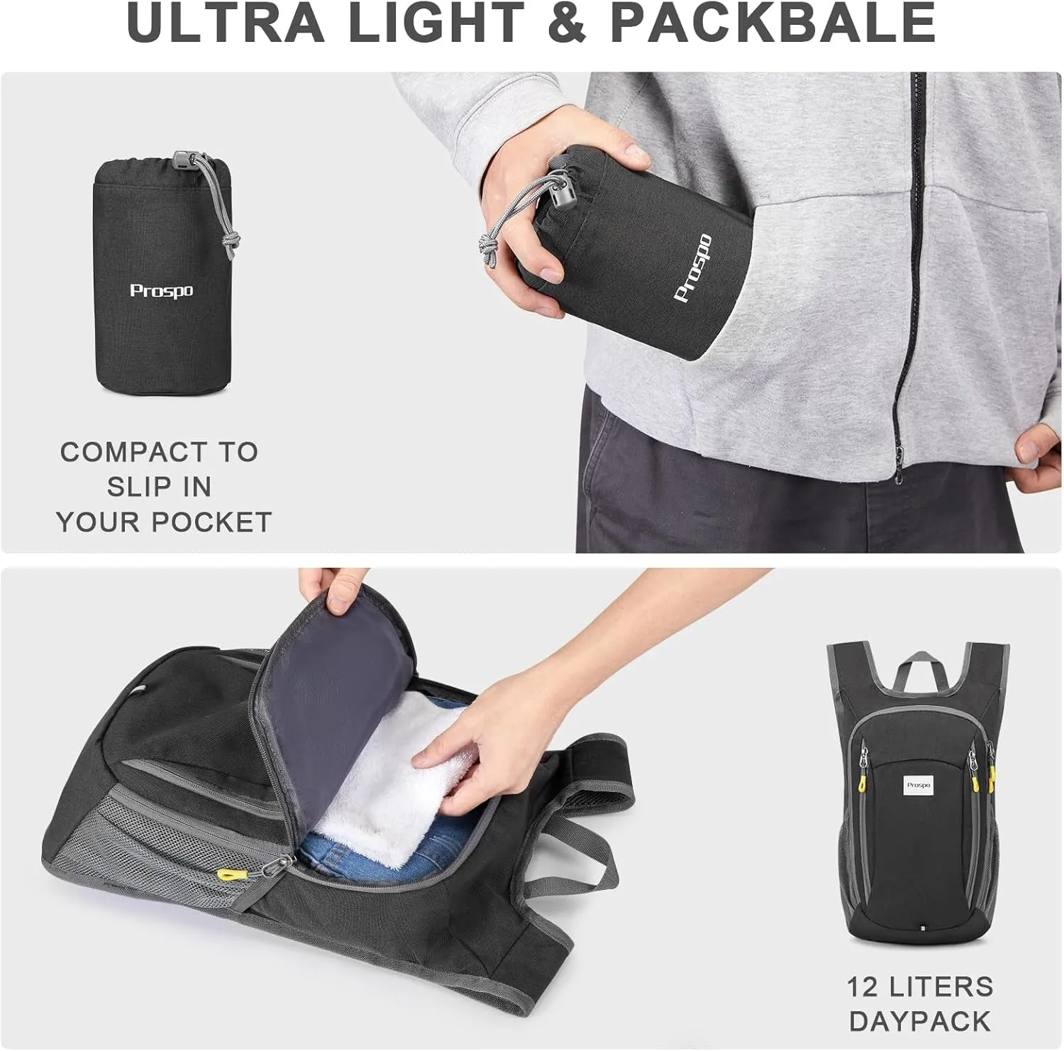 12L Hiking Backpack Small Lightweight Travel Backpack for Women Men Casual Foldable Shoulder Bag
