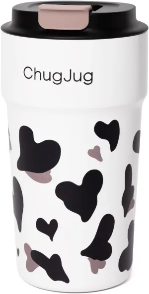 16 oz Cow Print Travel Coffee Mug with Ceramic Coating, Leak-Proof Insulated Coffee Tumbler with Lid, Double Wall Vacuum Stainless Steel Travel Mug, Reusable Thermal Cup for Hot& Cold Drinks