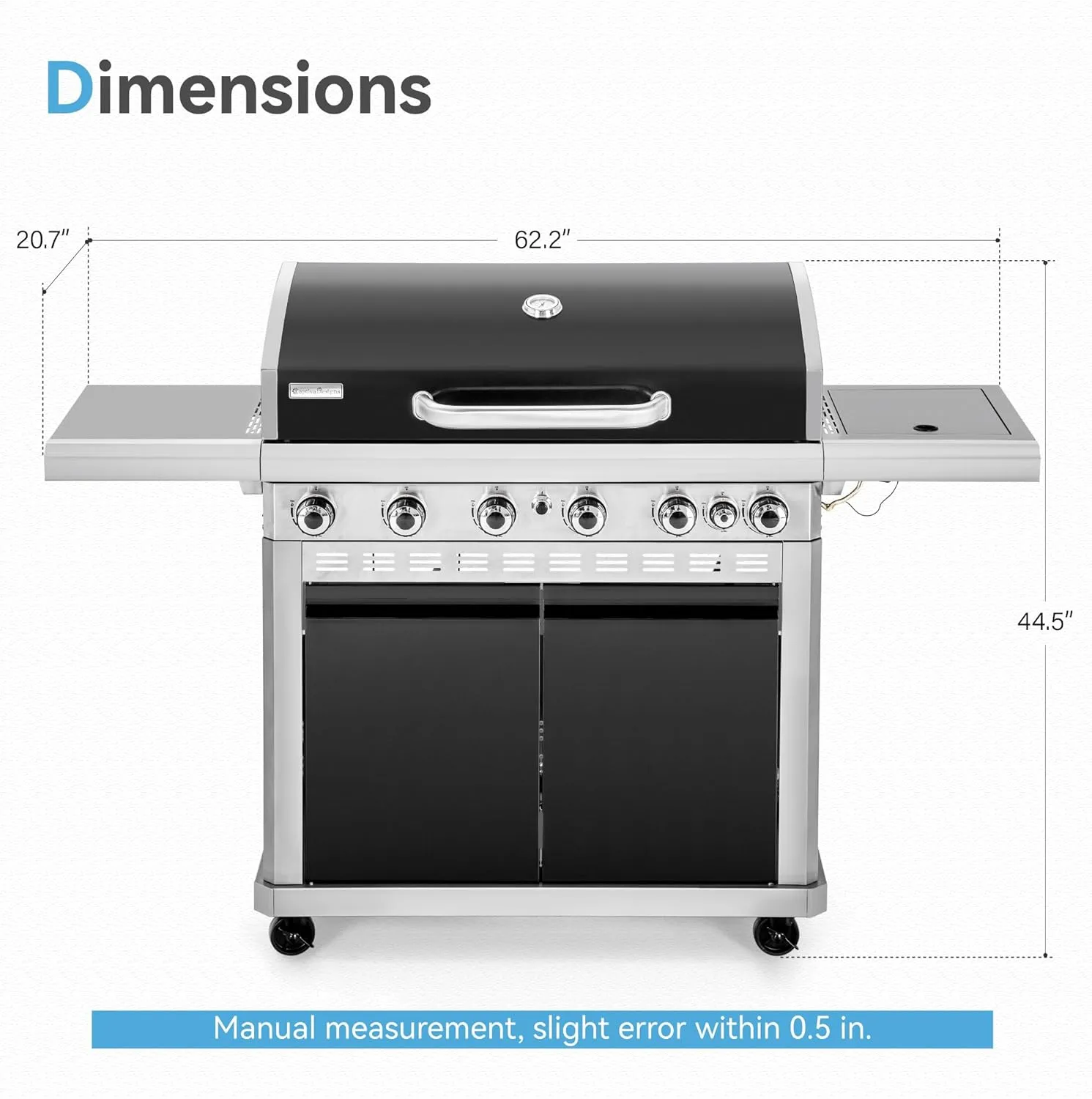 2 in 1 Propane Griddle Grill Combo, 6-Burner Propane Gas BBQ Grill with Porcelain-Enameled Cast Iron Grates & Plate, 42,000 BTU Combo Grill with Side Stove for Outdoor Cooking Camping Patio Backyard