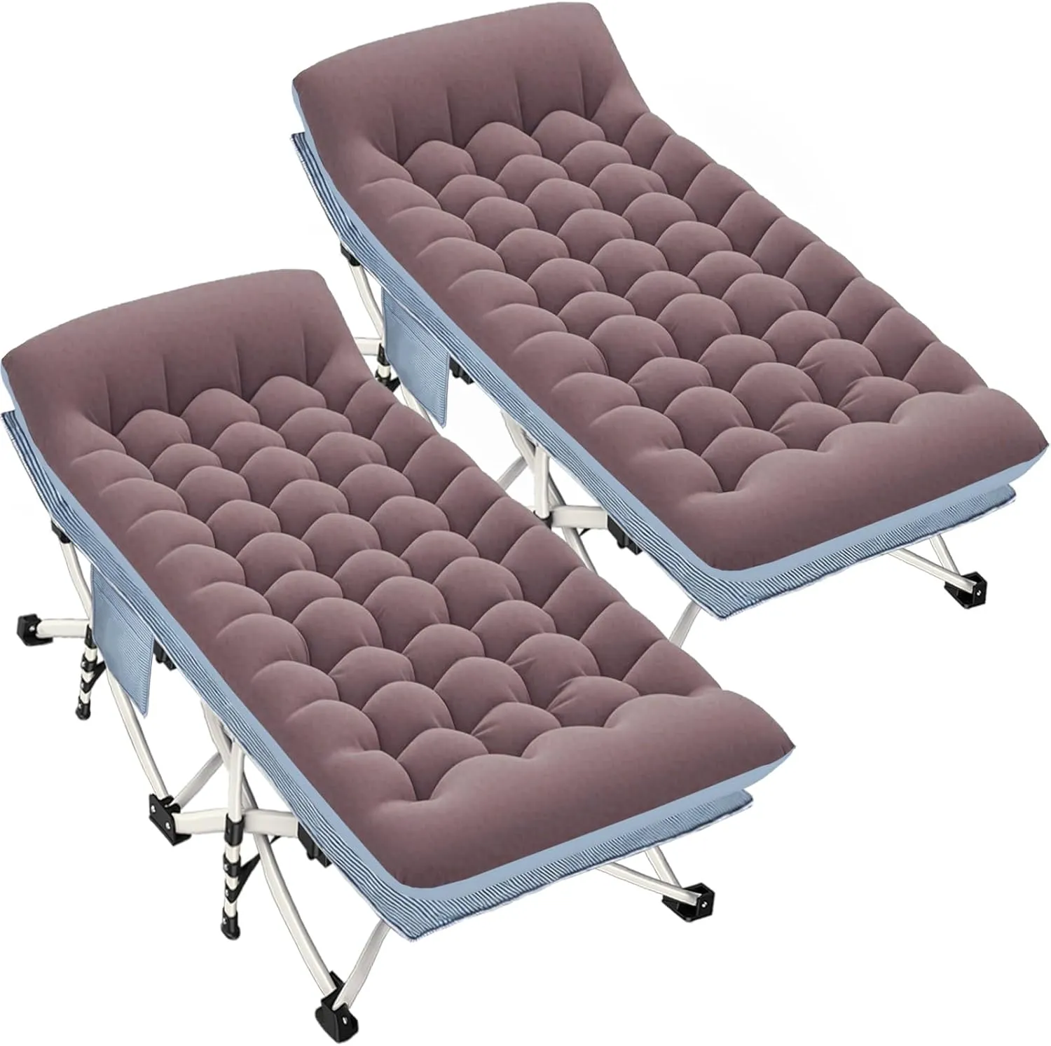 2 Pack Extra Wide Camping Cot with Comfortable Mattress Camping Cots for Adults Oversize XXL Cots for Camping Folding Cot Heavy Duty with Carry Bag for Outdoor Indoor Home