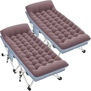 2 Pack Extra Wide Camping Cot with Comfortable Mattress Camping Cots for Adults Oversize XXL Cots for Camping Folding Cot Heavy Duty with Carry Bag for Outdoor Indoor Home
