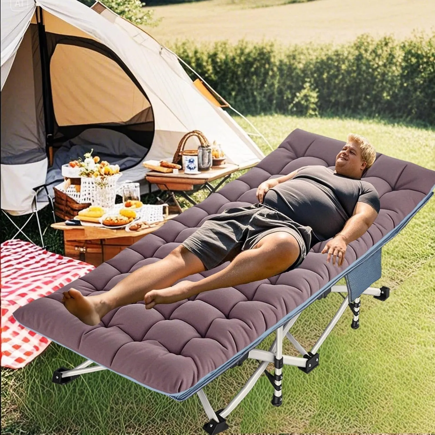 2 Pack Extra Wide Camping Cot with Comfortable Mattress Camping Cots for Adults Oversize XXL Cots for Camping Folding Cot Heavy Duty with Carry Bag for Outdoor Indoor Home