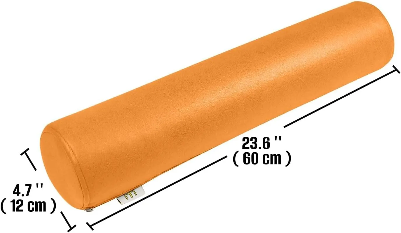 2 Pack Neck Roll Pillow, High-Density Foam Cylinder Bolster Pillow for Neck, Back & Lumbar Support, Ergonomic Round Pillow for Side Sleepers, Sleeping, Removable Washable Cover (4.7''x23.6'' Orange)