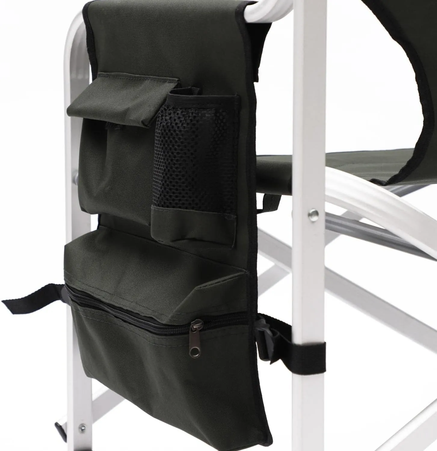 2 PCS XXL Oversized Folding Camping Chair, Portable Aluminum Directors Chair with Side Table & Storage Pocket, Lawn Chairs for Fishing,Trip,Picnic,Lawn,Concert Outdoor, Green