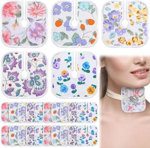 20 Pcs 4 x 4 Inches Reusable Trach Acc Tracheostomy Supplies Dressing Pads Absorbent Soft Tracheo Cover Drain Split Sponges for Wound Care(Flower Pattern)