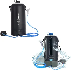 20L/ 5 Gallons Portable Camping Shower Bag Foot Pump and 12L/3.17 Gallons Solar Shower Water Bag with Foot Pump