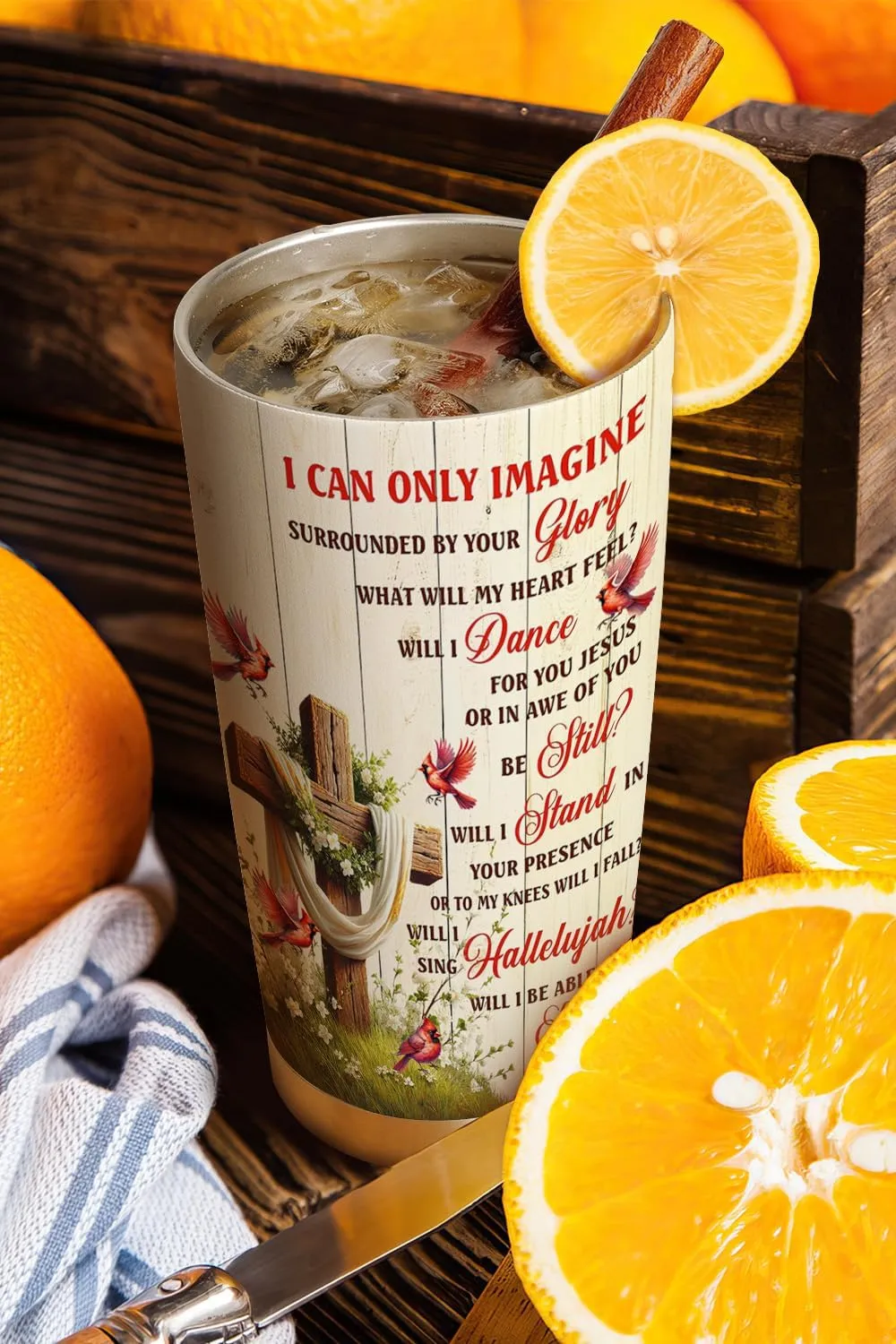 20oz Red Cardinal Bird Faith Tumbler, I can only Imagine, Religious, Christian Gifts, Coffee Thermos for Women, Stainless Steel Double Wall Vacuum Insulated Coffee Mug, Travel Cup with Lid