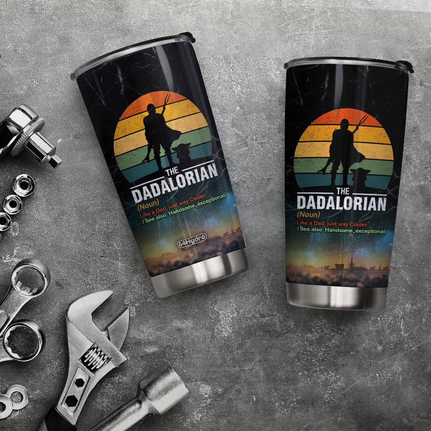 20oz The Dadalorian Tumbler, Grandpa, Father Gifts, Dad Gifts, Coffee Thermos for Men, Stainless Steel Double Wall Vacuum Insulated Coffee Mug, Travel Cup with Lid