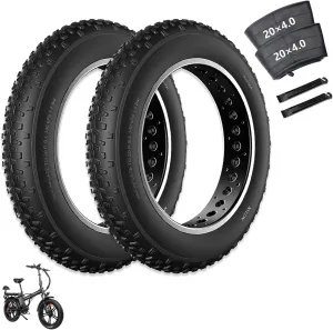 20x4 /26x4 Fat Bike Tire Replacement Kit, 20x4.0 /26x4.0 Inch Electric Bicycle Snow Mountain E-Bike Tires, Folding Ebike Fat Tire Tubes and Tire Levers Compatible Wide Mountain Snow Bike Tires
