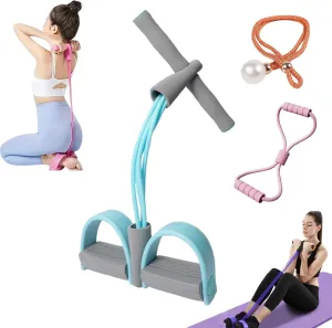 21 Fitness Resistance Bands-4 Tube Pedal Ankle Puller, Fabricateup Multifunction Pedal Resistance Band, Sit Up Exercise Equipment, Yoga Tension Rope for Abdomen, Waist, Arm, Leg Exercise Bands