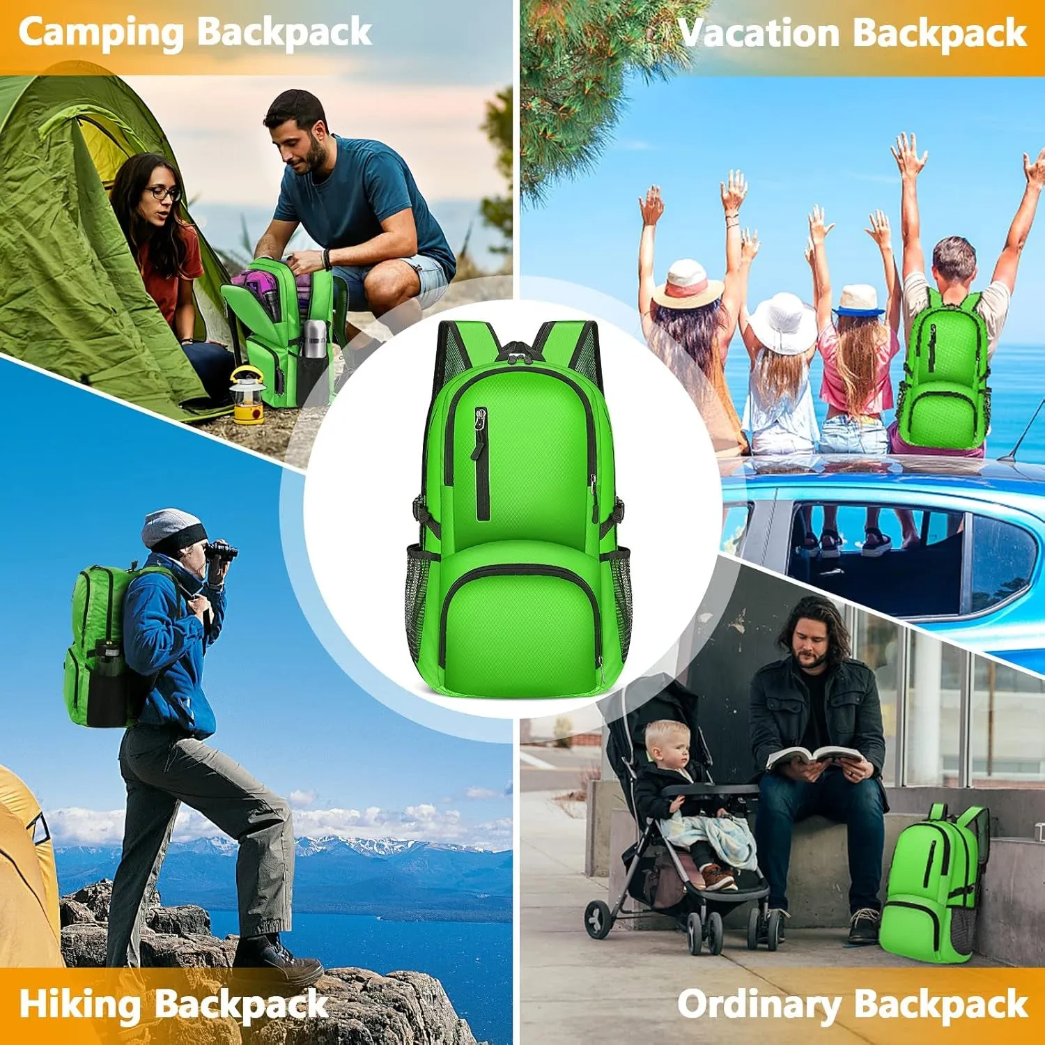 26L Hiking Backpack, Foldable Sports Daypack Camping Gear Travel Must Haves Outdoor for Women Men