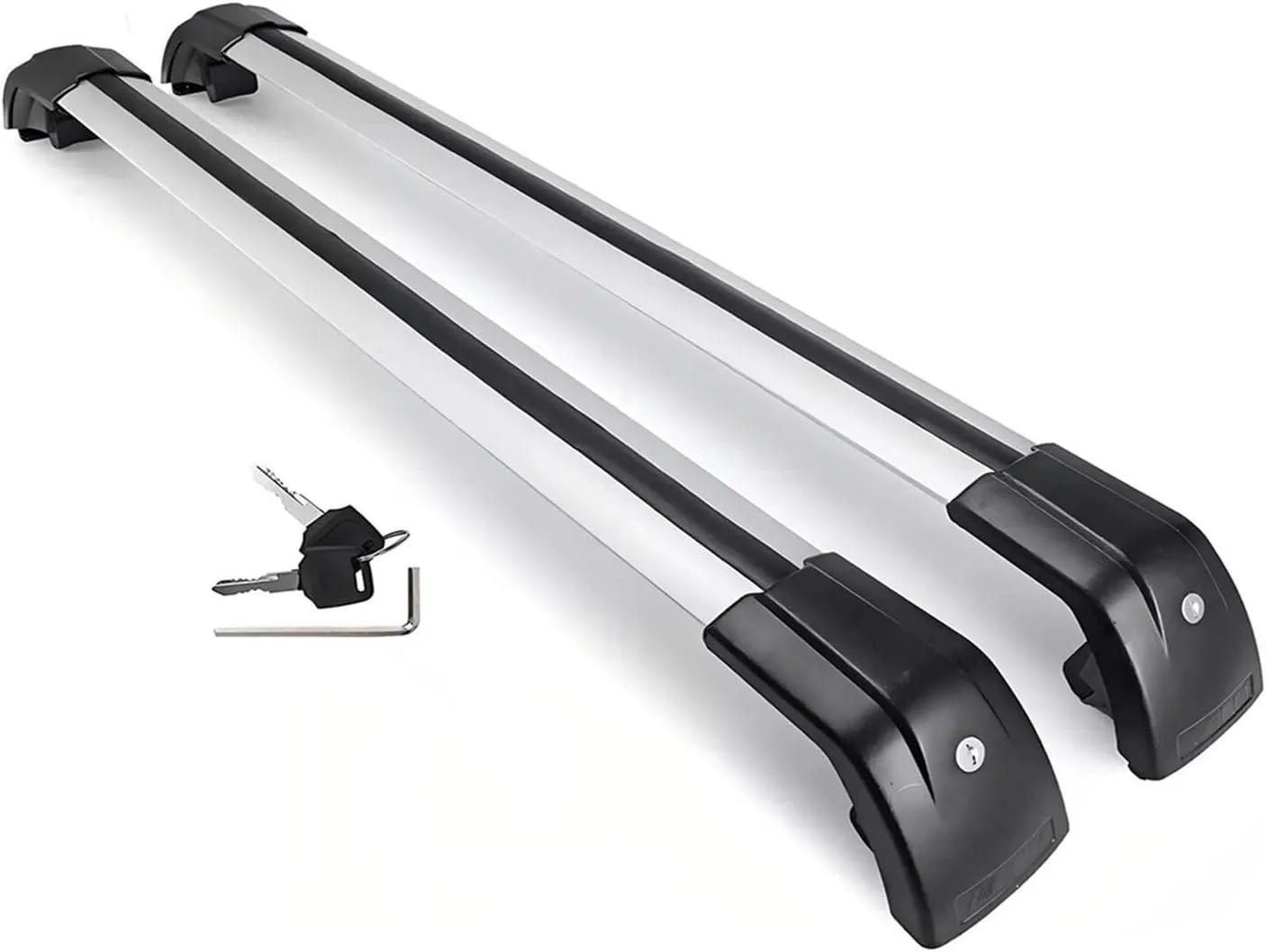 2PCS Cross Bar Compatible for Chevrole Tahoe 2021-2024 Roof Rail Rack Lockable Cargo Carrier Crossbars Kayak Bar Baggage(Black with Silver)