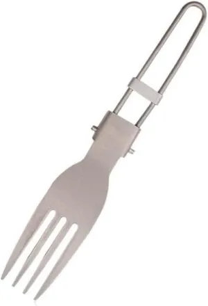 2PCS Pure Titanium Folding Salad Spoon Fork Outdoor Camping Portable Tableware(A)