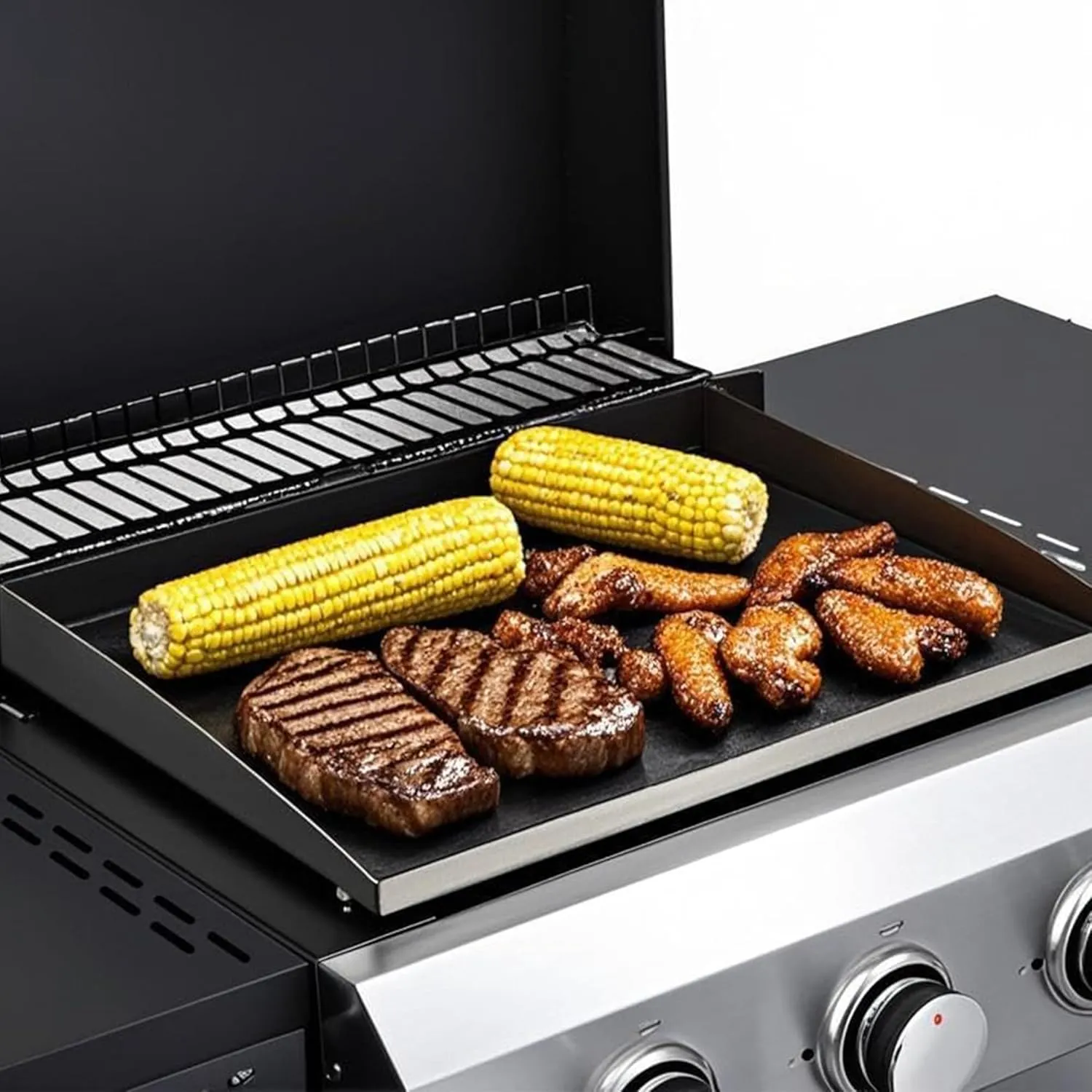 3-Burner 2 in 1 Propane Gas BBQ Grill w/Enameled Cast Iron Grids and Stainless Steel Plancha,Outdoor Griddle Grill Combo for Cooking Kitchen and Garden Patio Backyard Barbecue
