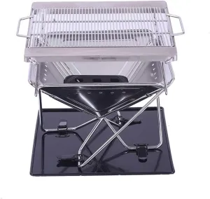 304 Stainless Steel Grill Outdoor Thickened Lar Size Wide Ed Folding Grill Camping Grill BBQ Burn Grill