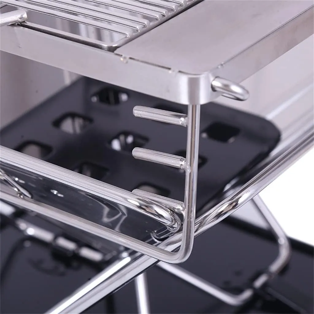 304 Stainless Steel Grill Outdoor Thickened Lar Size Wide Ed Folding Grill Camping Grill BBQ Burn Grill