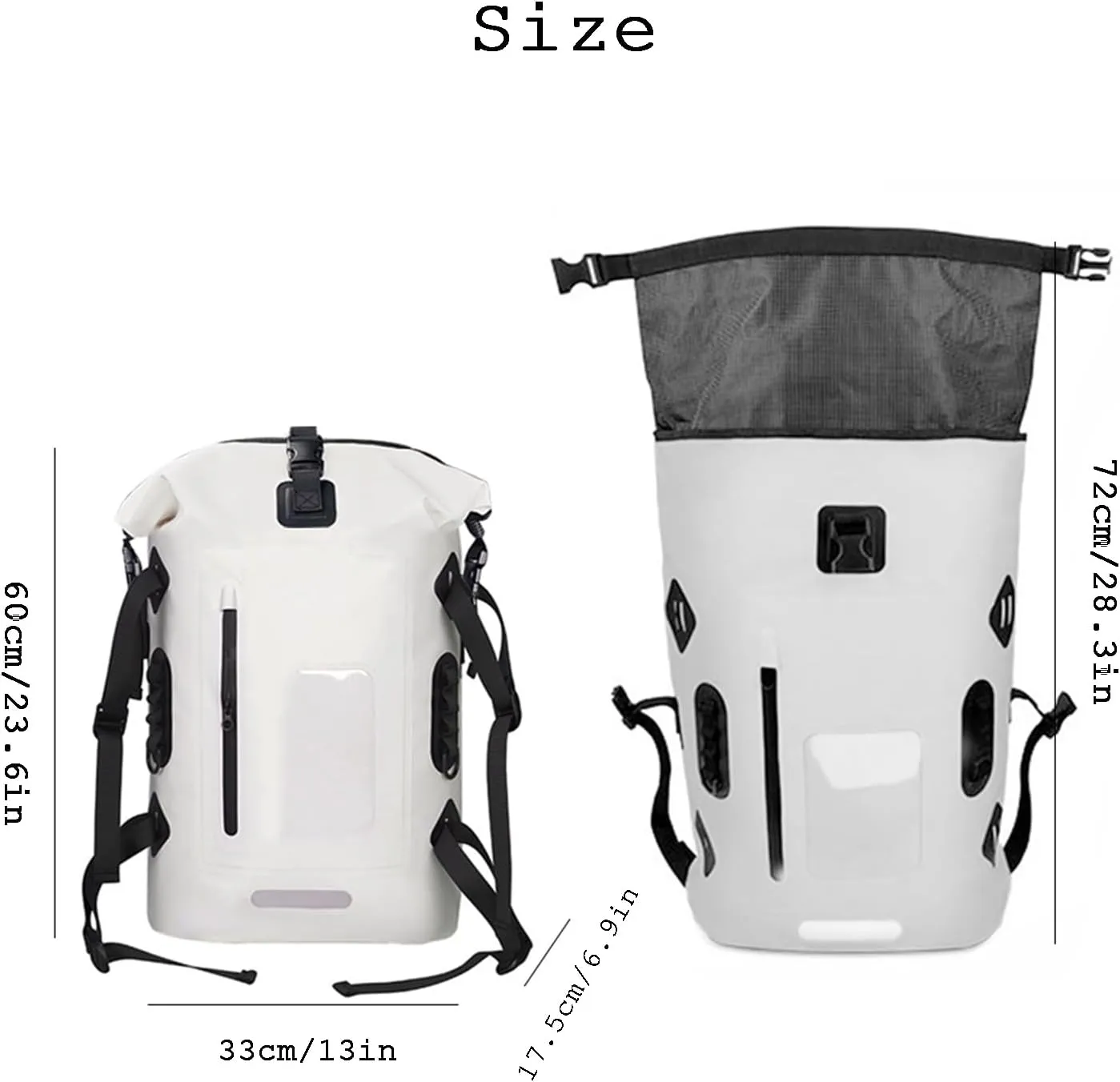 30L Waterproof Backpack Heavy Duty Water Sports Dry Bag Roll Top Waterproof Bag for Kayaking Hiking Swimming Boating Beach,Gray