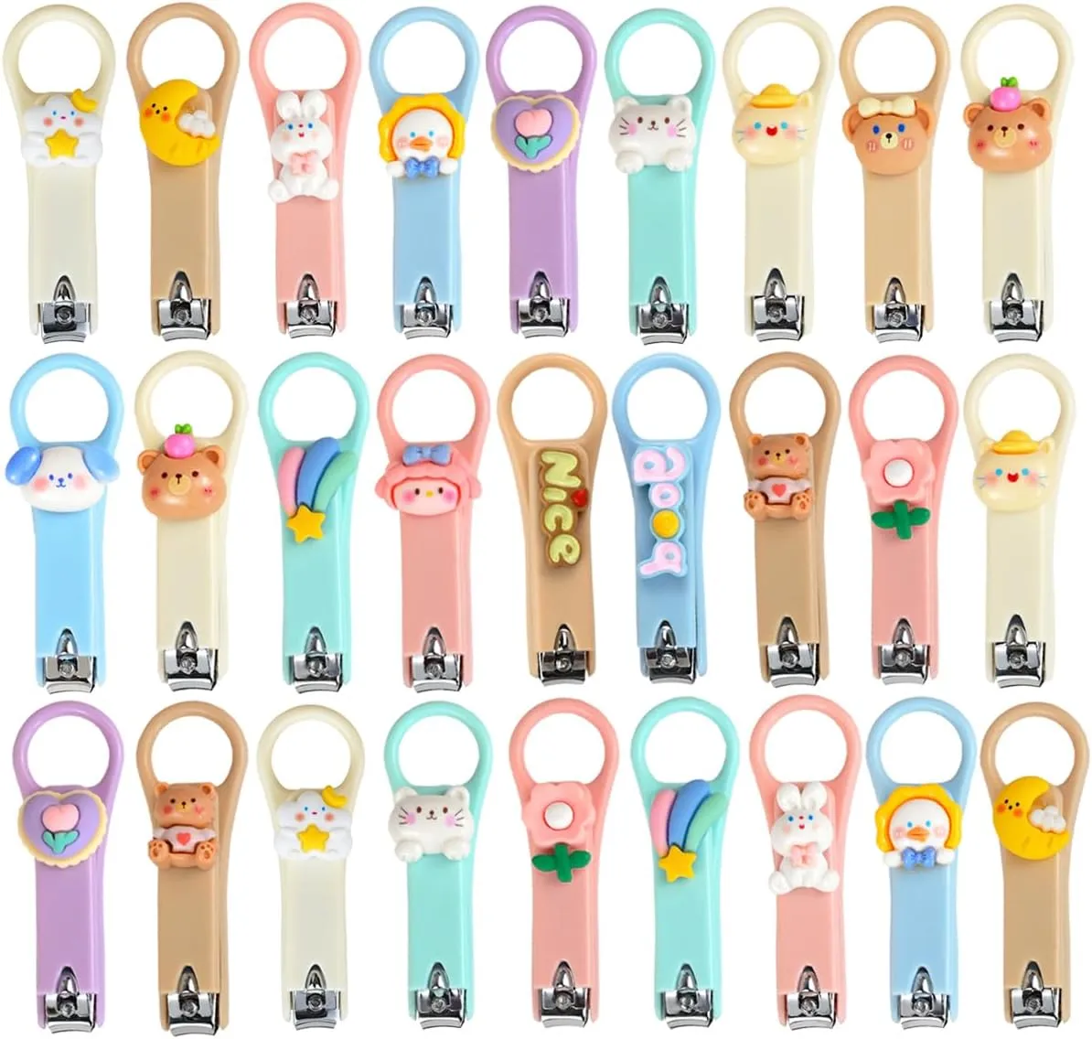 30Pcs Nail Clippers Bulk,Nail Cutter Set Stainless Steel Nail Clipper Set Fingernails and Toenail Clipper Cutter for Women Men Cartoon Personal Pedicure Kit,Random Color