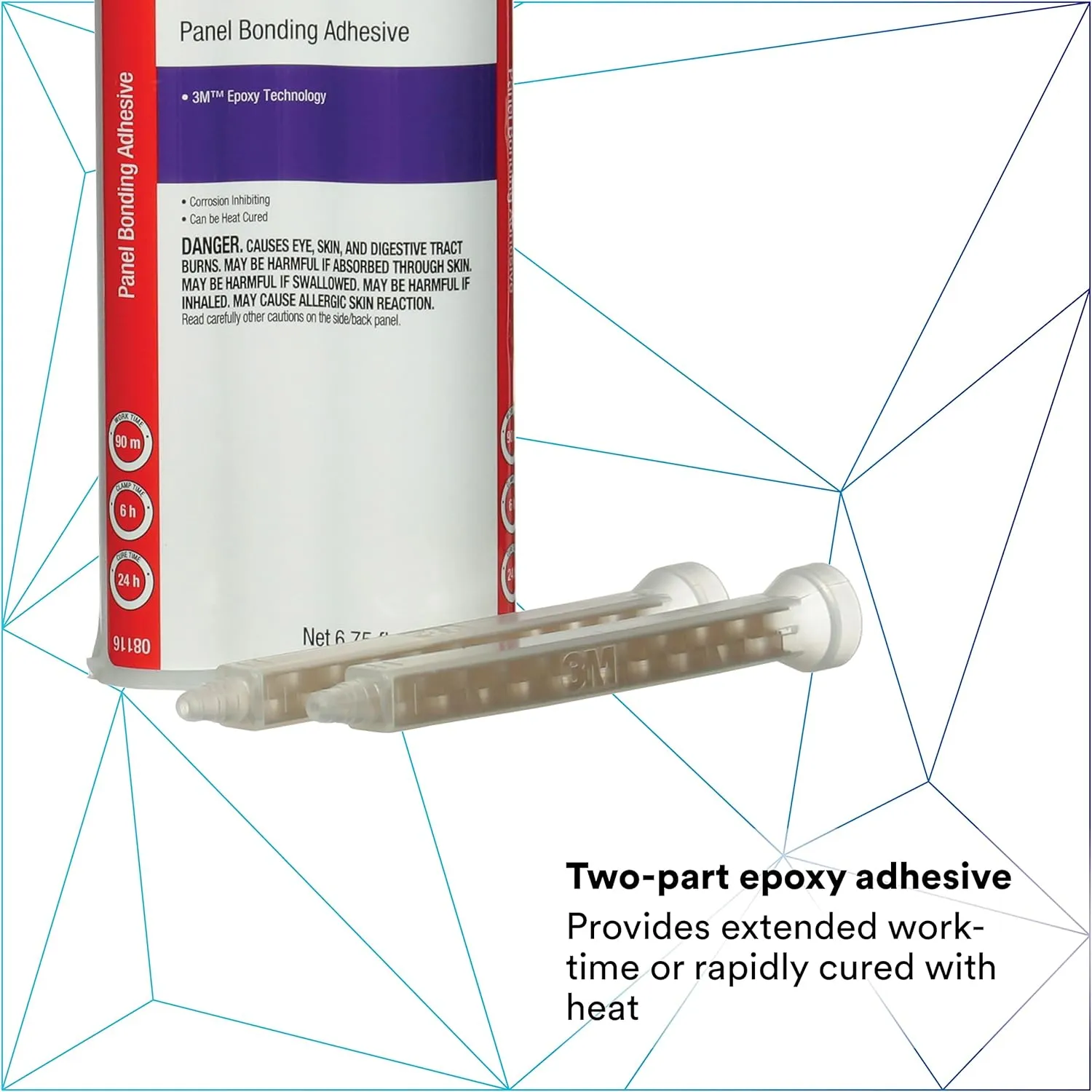 3M Panel Bonding Adhesive, 08116, OEM Recommended, Two-Part Epoxy, 200 ml/6.75 fl oz Cartridge , Black