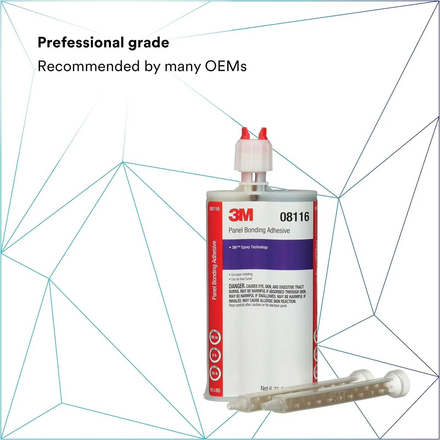 3M Panel Bonding Adhesive, 08116, OEM Recommended, Two-Part Epoxy, 200 ml/6.75 fl oz Cartridge , Black