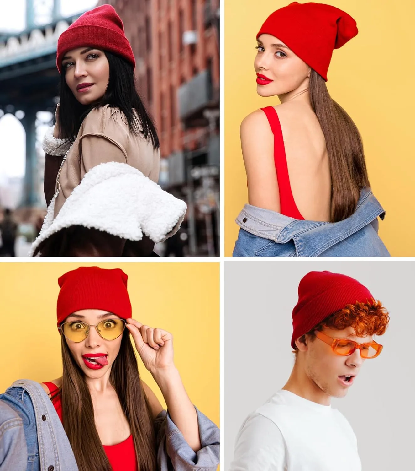 3PCS 100% Cotton Beanie Hats for Women Men, Unisex Winter Warm Knit Hat, Fisherman Slouchy Beanies Cuffed Skull Cap
