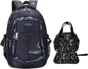 3Pcs Camo-Print Primary School Backpack and Lunch-Bag Set for Boys Camouflage Elementary Bookbag Rucksack Waterproof