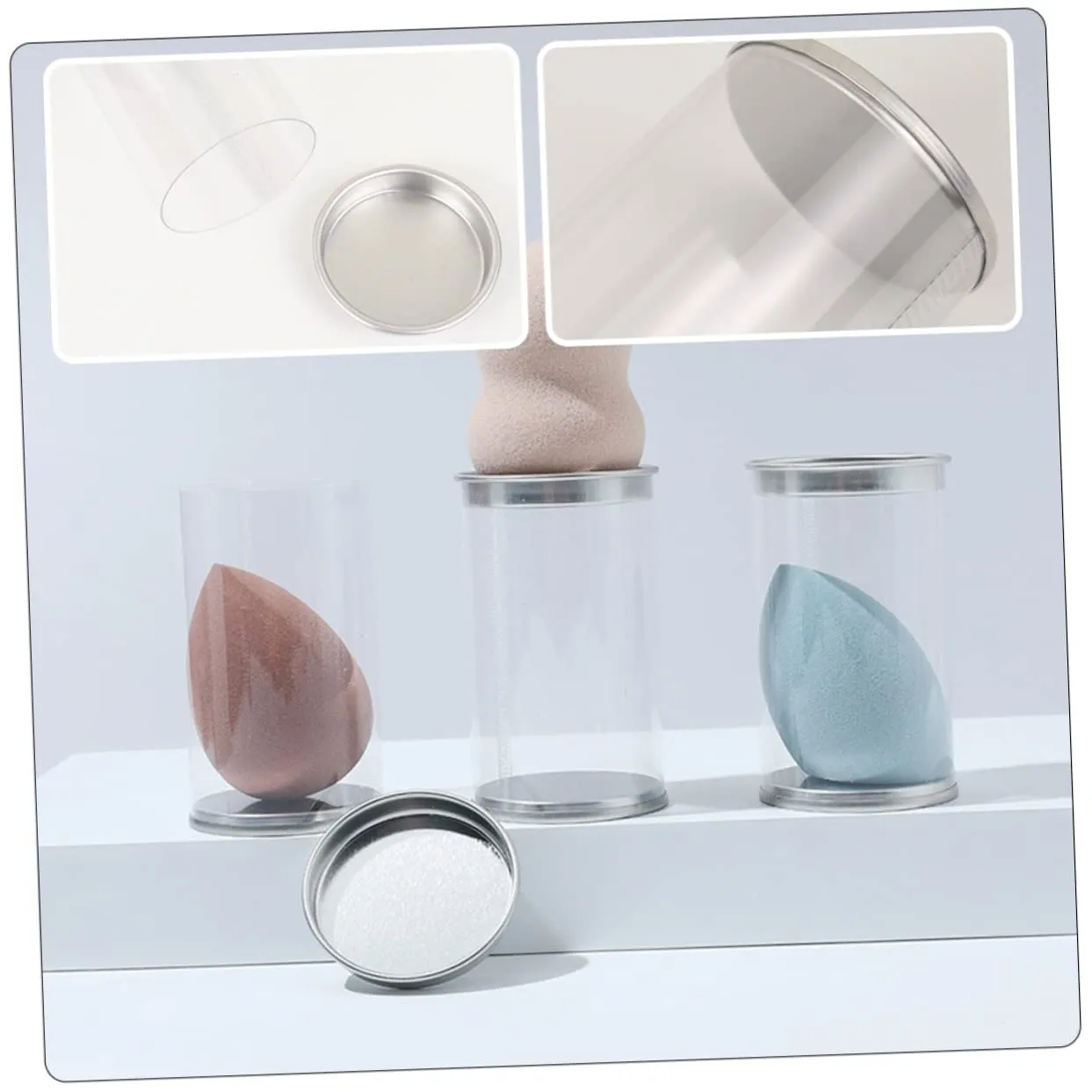 3sets 6pcs Transparent Makeup Sponge Storage Case Portable Beauty Sponge Holder for Drying and Organizing Makeup Supplies Design for Travel and Home Use 6pcs*3