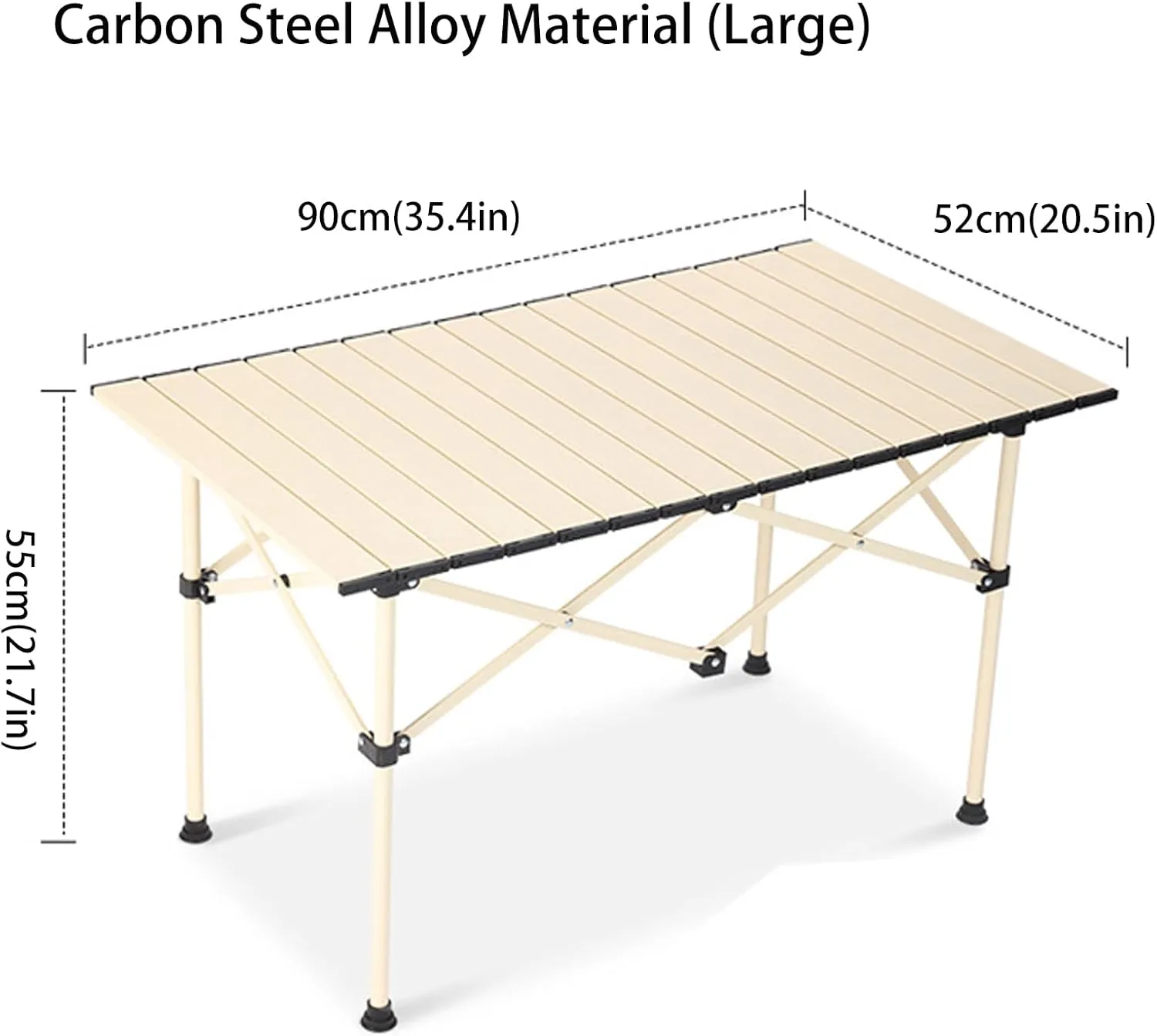 4-6 People Camping Table, Roll-Up Lightweight Picnic Table with Large Aluminum Tabletop & Carrying Bag, Portable Outdoor Folding Table for Hiking, Backpacking & Fishing(Carbon Steel Yellow,L