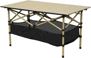 4-6 Person Portable Outdoor Folding Table with Mesh Bag, Roll-Up Lightweight Picnic Table for Camping, Hiking, Backpacking & Fishing(Beige,19.7in*21.7in*47.2in with mesh Pocket)