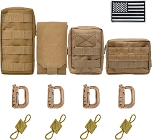 4 Pack Tactical Molle Pouches,Molle Backpack Attachments,Small Tactical Pouch for Backpack