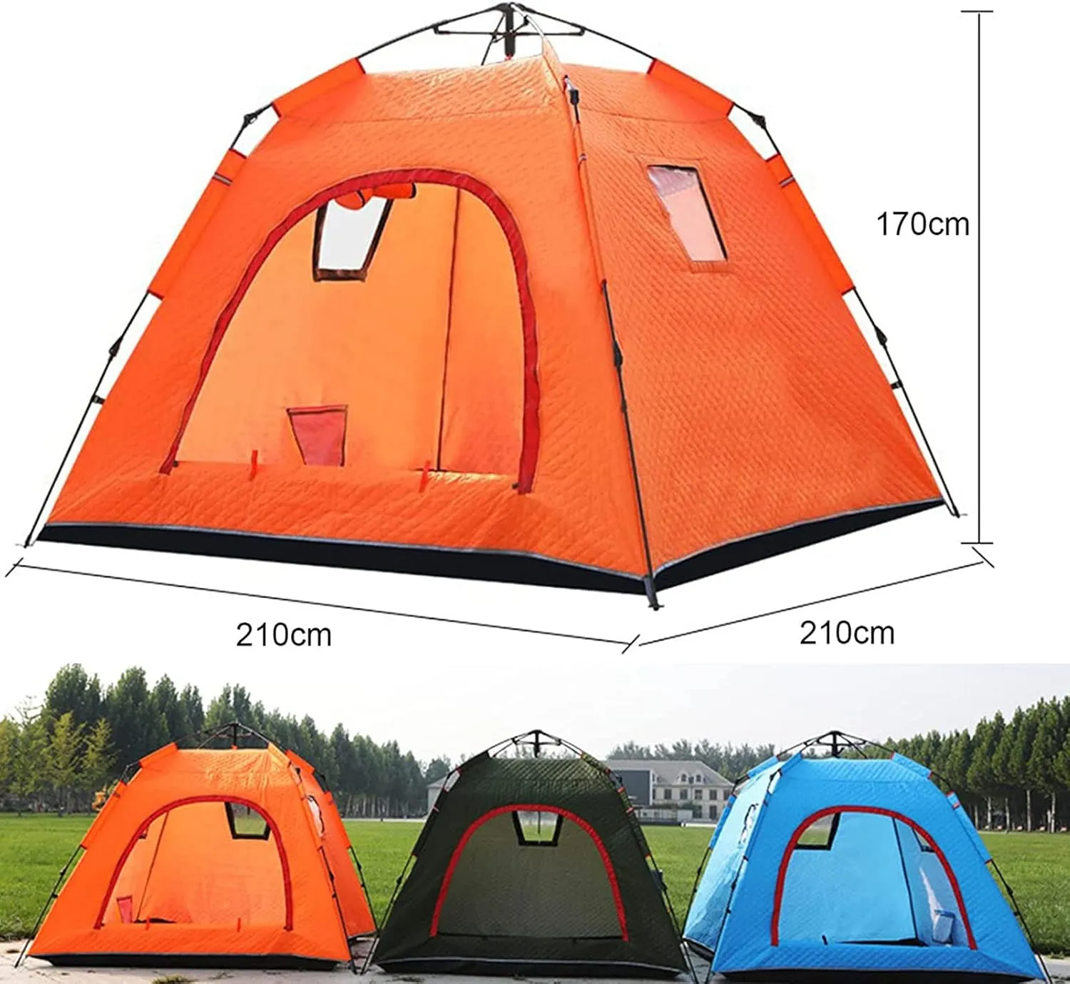4 Person Outdoor Ice Fishing Shelter Fishing Cotton Tent Thicken Warm Tent Winter Waterproof Camping Tent with Moisture-Proof Pad, 210X210X170CM, Blue