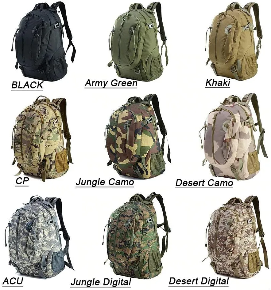 40L Camping Backpack Bag Hiking Climbing Rucksack Waterproof Trekking Camouflage Army Backpak Outdoor Daypack-CP