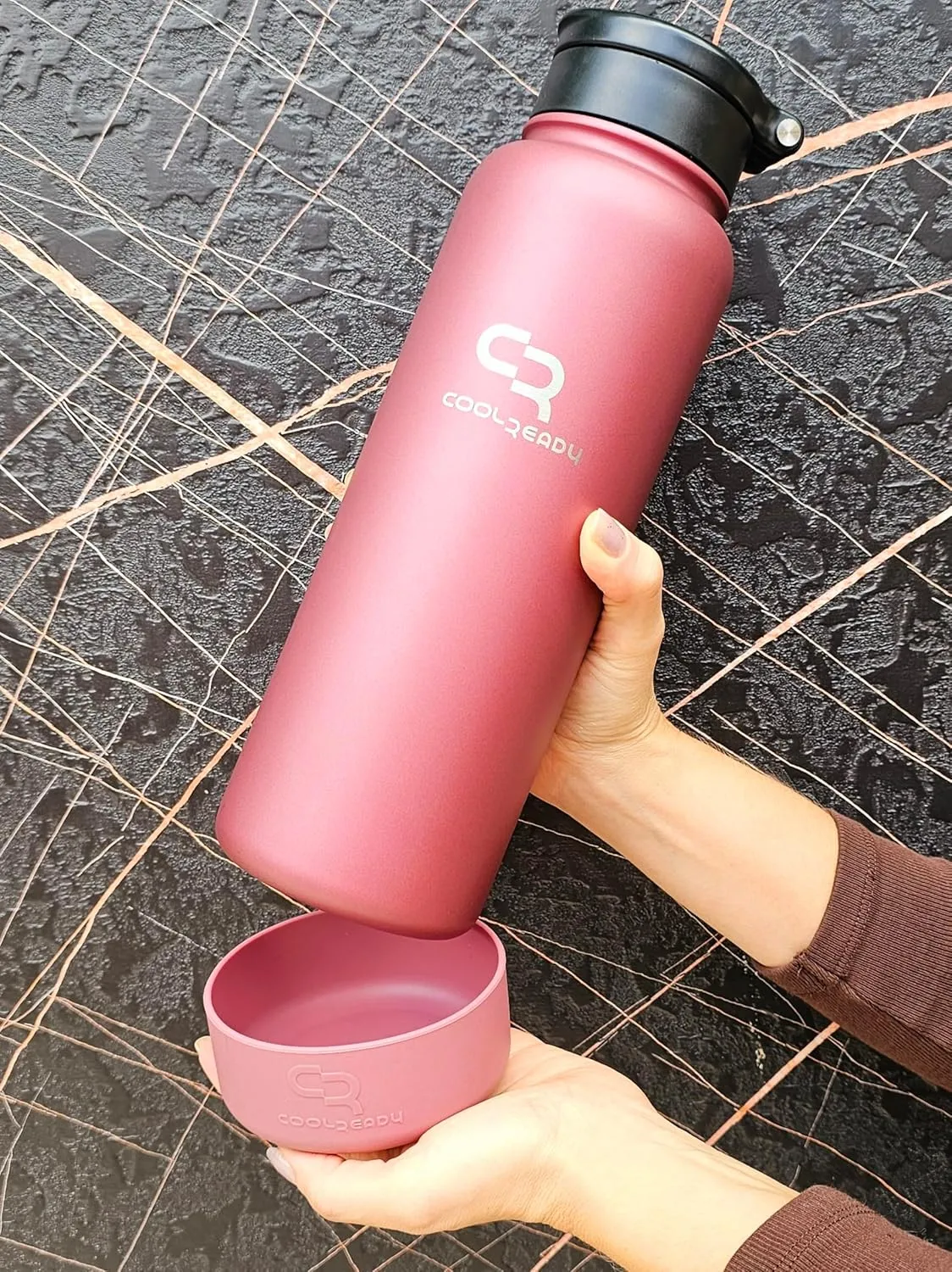 40oz Pink Double Walled Insulated Stainless Steel Water Bottle with Straw Lid, Chug Lid, Silicon Boot, Wide Mouth, Workout Bottle for Men and Women