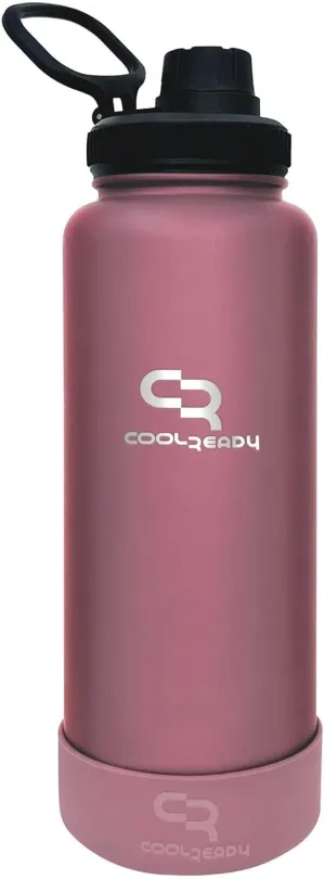 40oz Pink Double Walled Insulated Stainless Steel Water Bottle with Straw Lid, Chug Lid, Silicon Boot, Wide Mouth, Workout Bottle for Men and Women