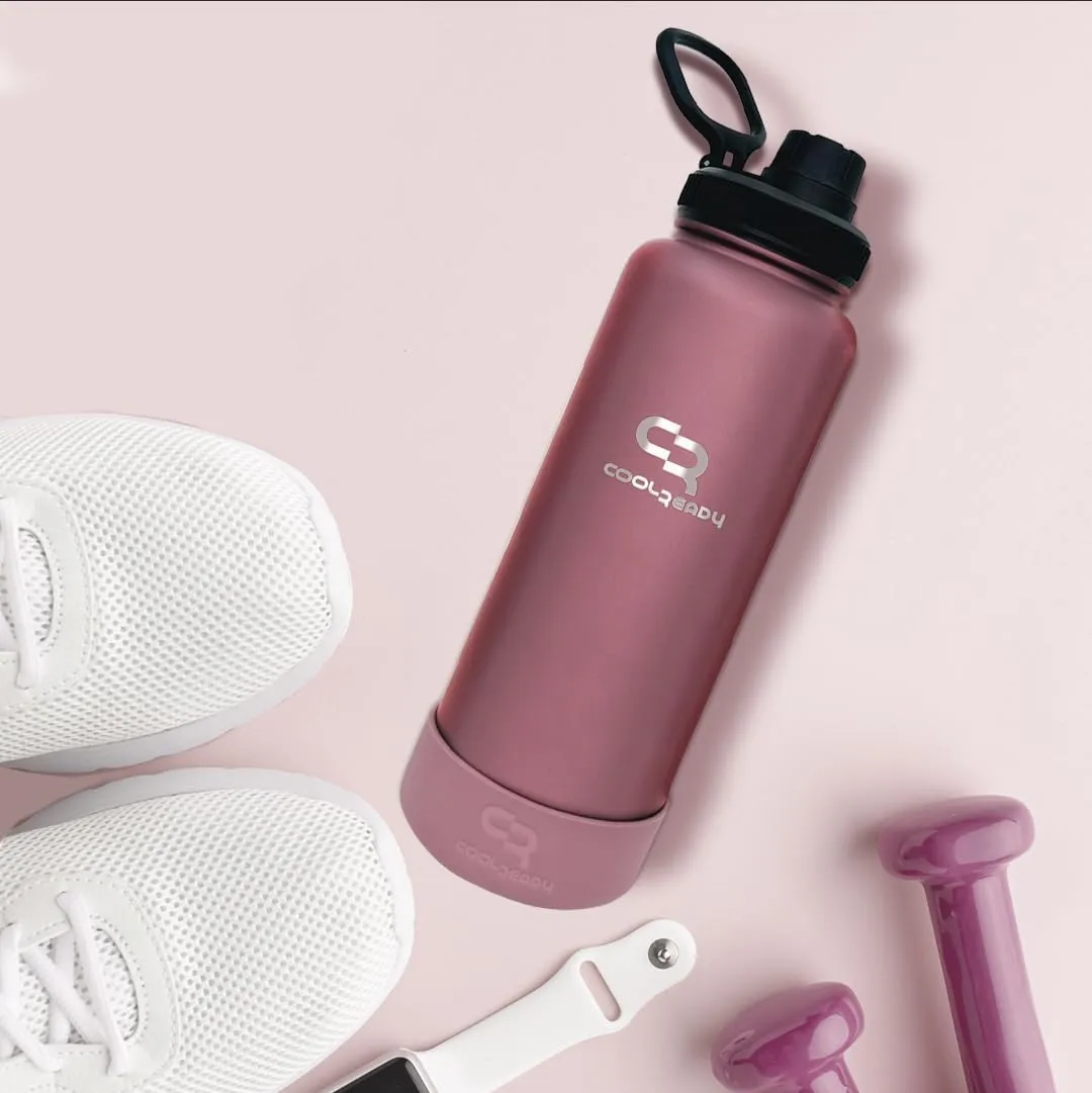 40oz Pink Double Walled Insulated Stainless Steel Water Bottle with Straw Lid, Chug Lid, Silicon Boot, Wide Mouth, Workout Bottle for Men and Women