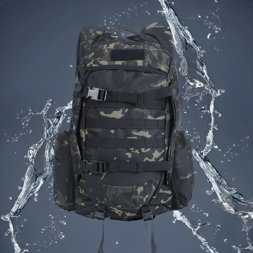 45L Waterproof Fishing Hunting Backpack Outdoor Military Rucksacks Tactical Sports Camping Hiking Trekking Bags (Camo black)