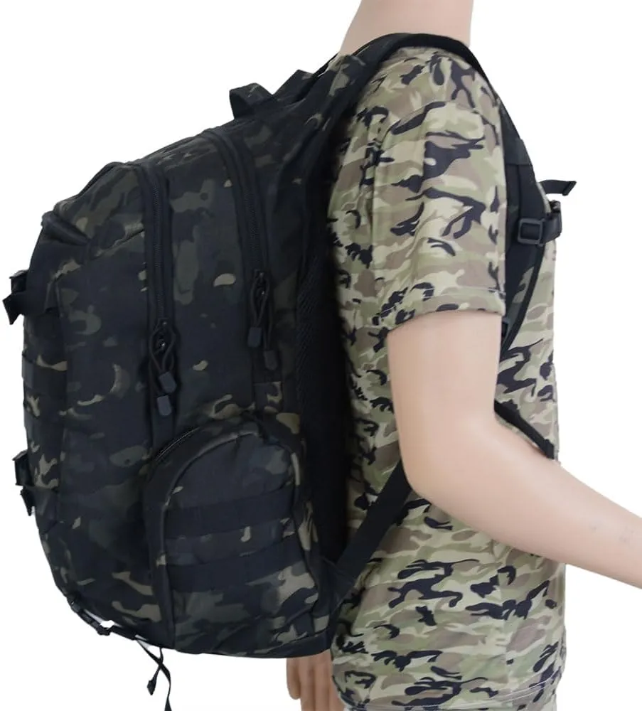 45L Waterproof Fishing Hunting Backpack Outdoor Military Rucksacks Tactical Sports Camping Hiking Trekking Bags (Camo black)