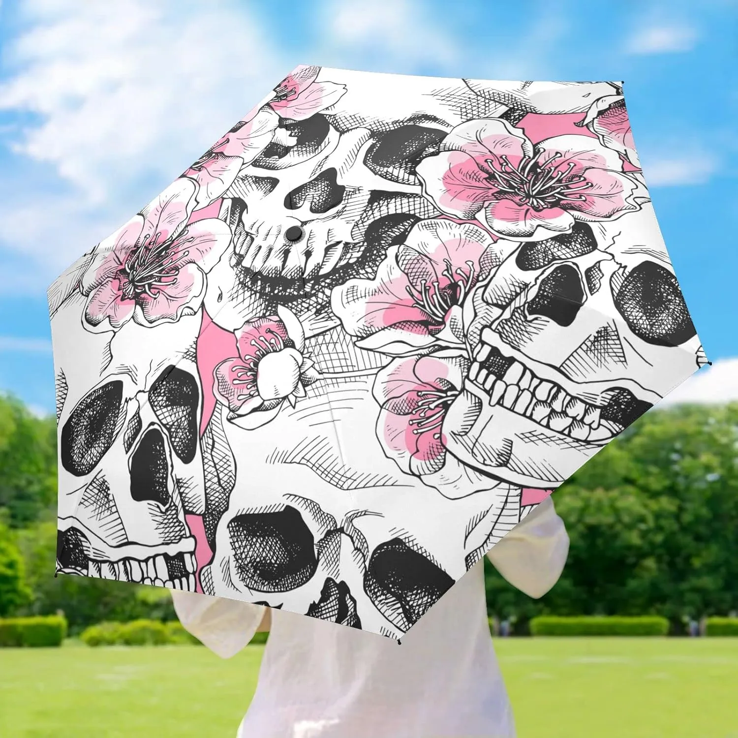 5 Folding Compact Pocket Windproof Umbrella, 6 Ribs Ultra-Light Foldable Vinyl Parasol, Mini Anti-UV Travel Umbrella