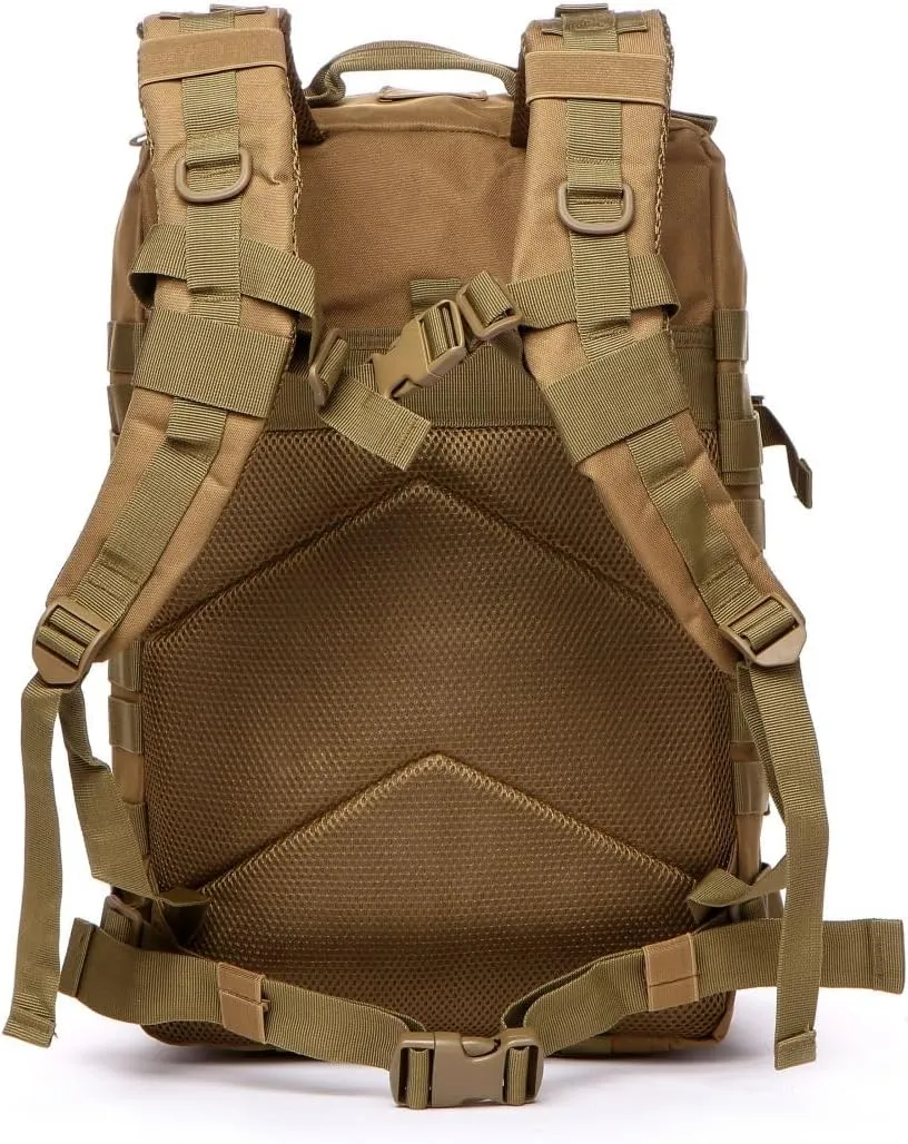 50L Sturdy Nylon Waterproof Fishing Hunting Backpack Outdoor Military Rucksacks Tactical Sports Camping Hiking (Khaki)